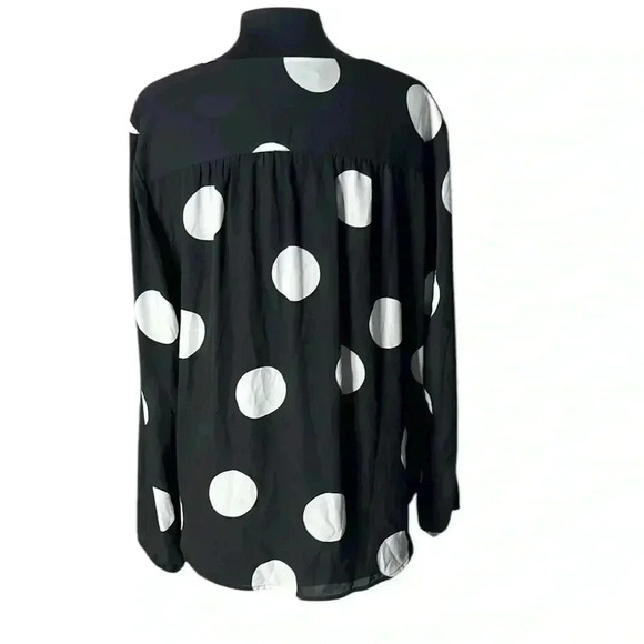 INC International Concepts Surplice Black White Polka Dot Wrap Blouse Size XL - Picture 4 of 11